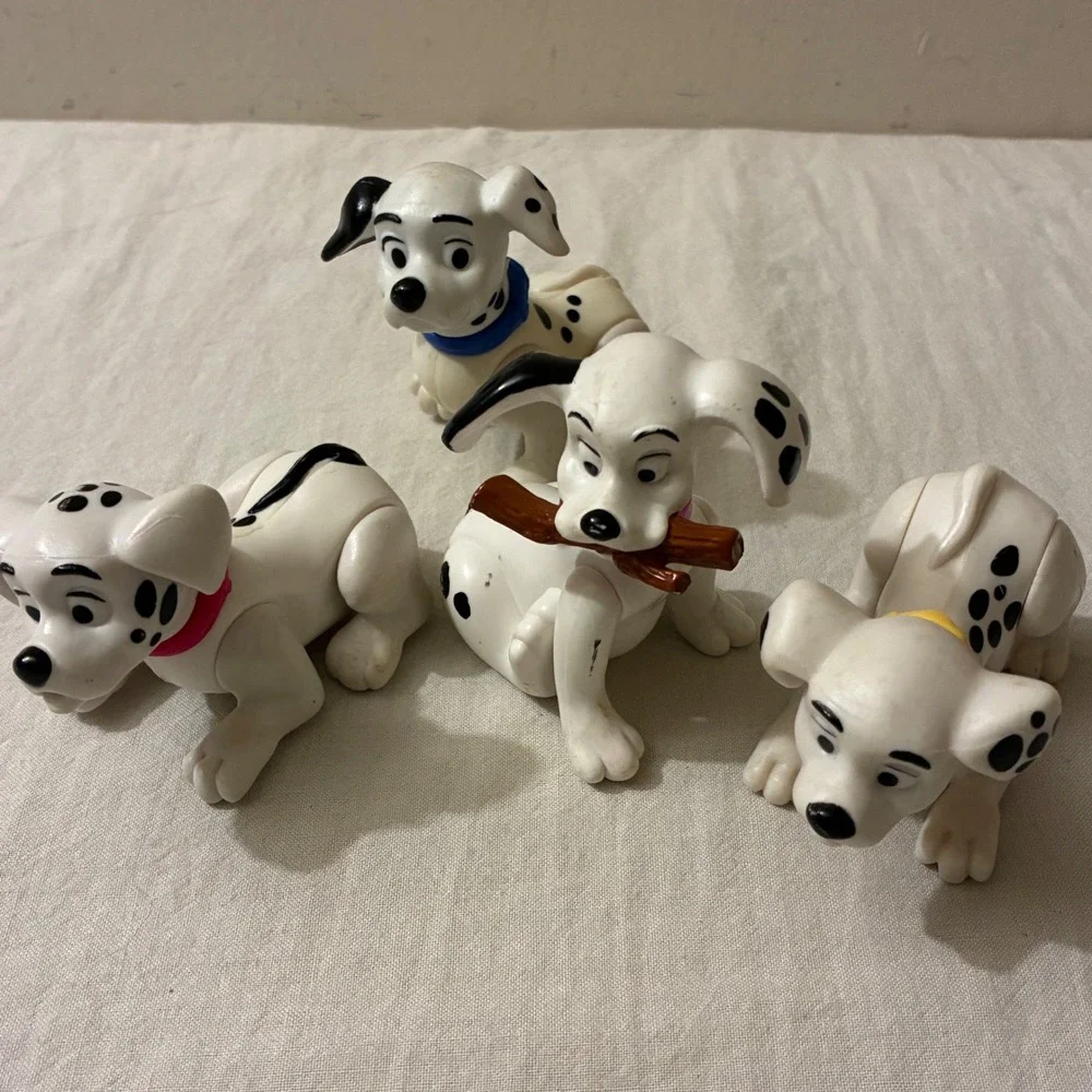 Disney 101 Dalmatians Puppy Toy Figures Set of 4 Articulated Spotted Dogs VTG